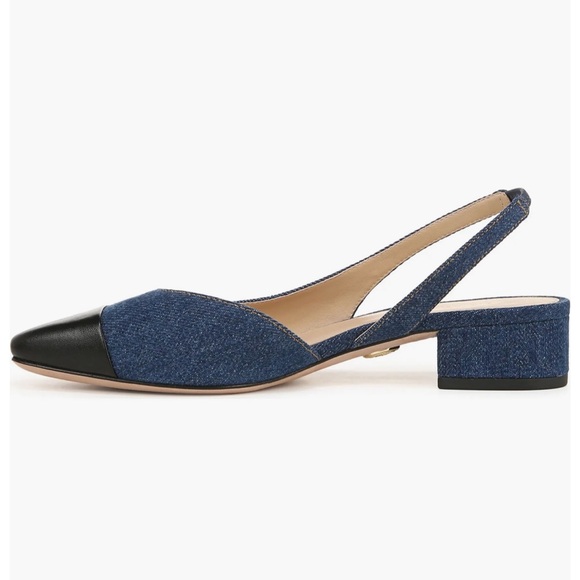 NEW VERONICA BEARD Cecile denim slingback pumps in Mountain Blue/ Black Size 8.5 - Picture 6 of 9